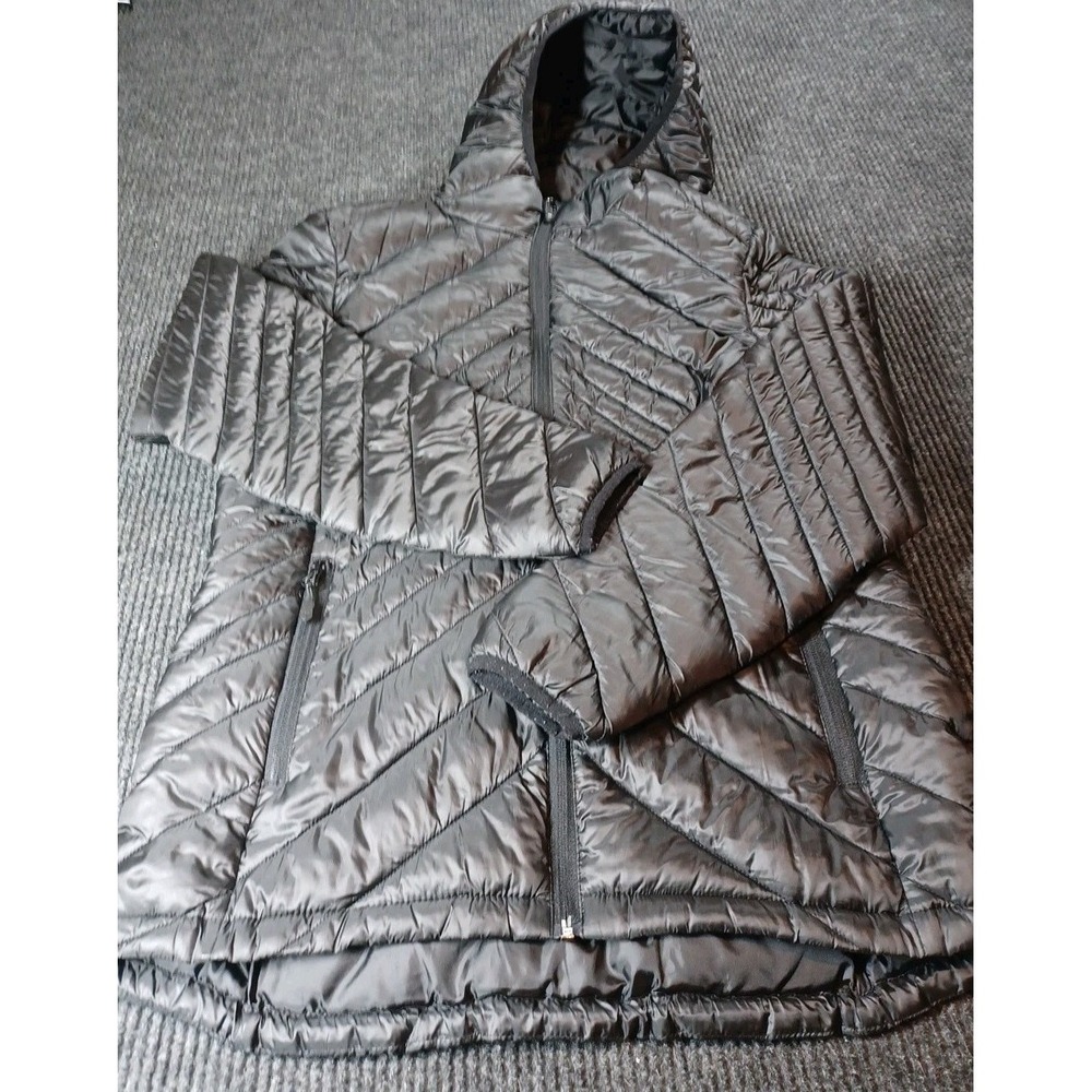 Women's SM Boulder Gear Black Hooded Puffer Jacket Zip Front and Pockets